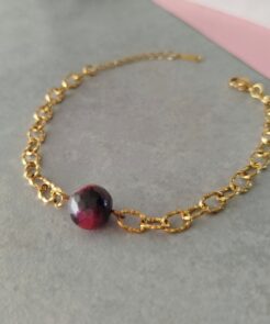 Βραχιόλι ατσάλινη αλυσίδα ημιπολύτιμη πέτρα