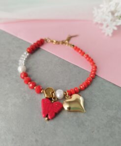 Βραχιόλι Red Butterfly Κρύσταλλα και Charms
