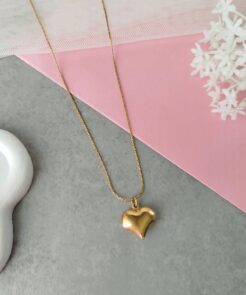 Ατσάλινη Επιχρυσωμένη Αλυσίδα Love με Καρδούλα