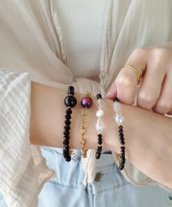 Βραχιόλι μαύρα κρύσταλλα πέρλα