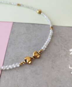 Κολιέ soft grey κρύσταλλα και αιματιτης