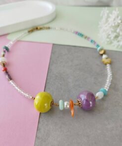 κολιέ χειροποίητο κρύσταλλα κεραμικές