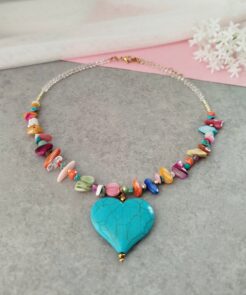 Κολιέ πολύχρωμα φίλντισι και καρδιά