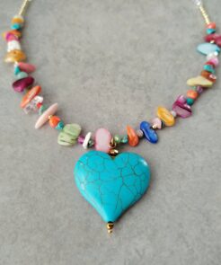 Κολιέ πολύχρωμα φίλντισι και καρδιά