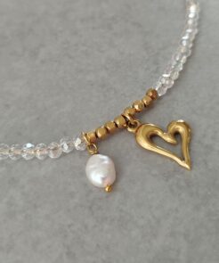 κολιέ γυναικείο κρύσταλλα καρδιά