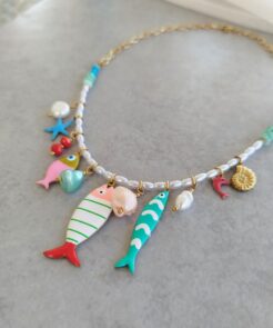 Alternative view of Κολιέ Νάξος Πολύχρωμο με Charms