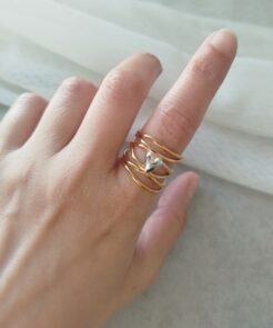 ατσάλινο δαχτυλίδι διχρωμο καρδιά