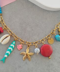 Κολιέ τυρκουάζ πέτρες charms