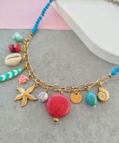 Κολιέ τυρκουάζ πέτρες charms