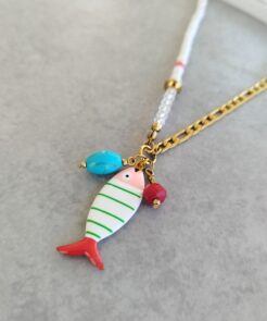 κολιε happy fish ατσαλι