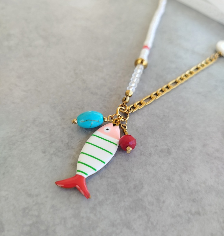 κολιε happy fish ατσαλι