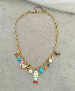 κολιέ ατσάλινη αλυσίδα charms