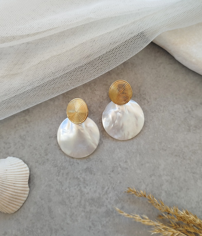 σκουλαρίκια ατσάλινα Mother of pearl