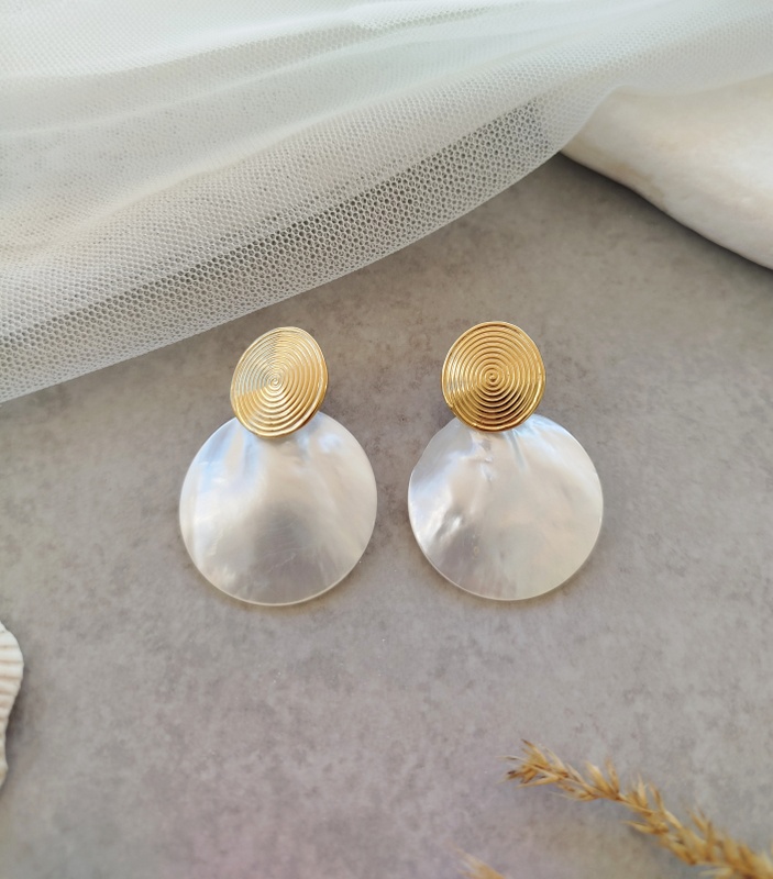 σκουλαρίκια ατσάλινα Mother of pearl