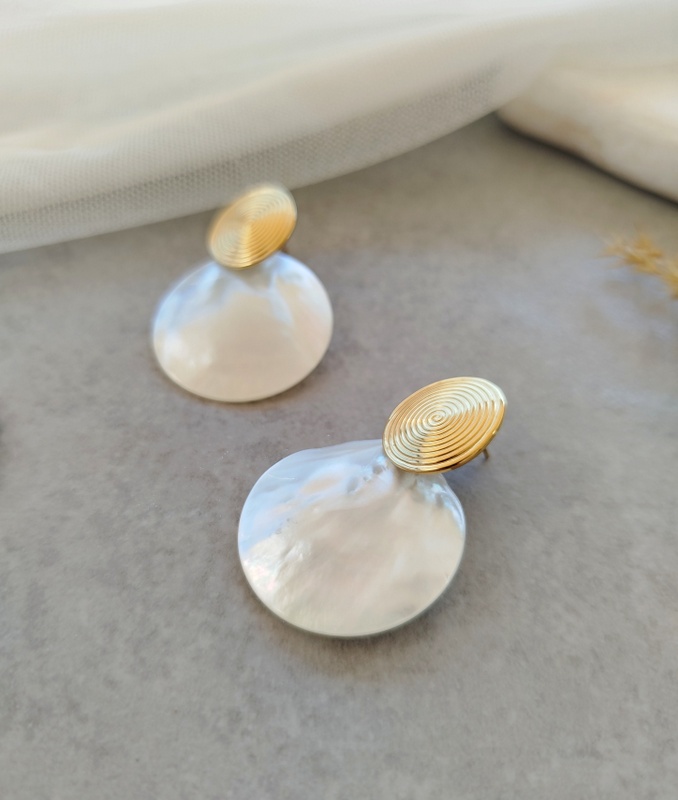 σκουλαρίκια ατσάλινα Mother of pearl