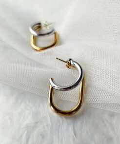 Σκουλαρίκια Ατσάλινα Duo Elegance με Κρίκους