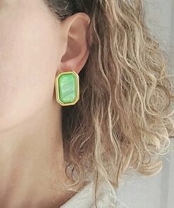 Alternative view of Σκουλαρίκια Ατσάλινα Green Love