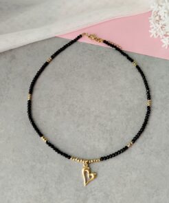 Κολιέ μαύρα κρύσταλλα καρδιά