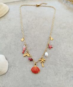 Κολιέ Σκιάθος με Charms και Κόκκινη Αχιβάδα