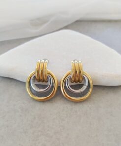 σκουλαρίκια statement διχρωμα ατσάλι
