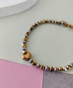 Βραχιόλι δίχρωμο με καρδιά