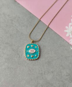 Ατσάλινη Αλυσίδα με Τυρκουάζ Μενταγιόν Evelyn