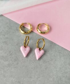 Σετ σκουλαρίκια κρίκοι καρδούλα