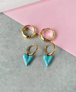 Σετ σκουλαρίκια κρίκοι καρδούλα