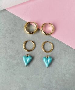 Σετ σκουλαρίκια κρίκοι καρδούλα