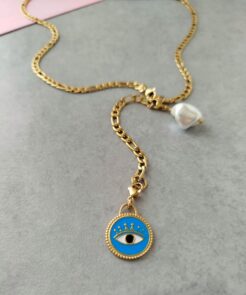 Μακριά Ατσάλινη Αλυσίδα Blue Freedom με Αποσπώμενα Charms