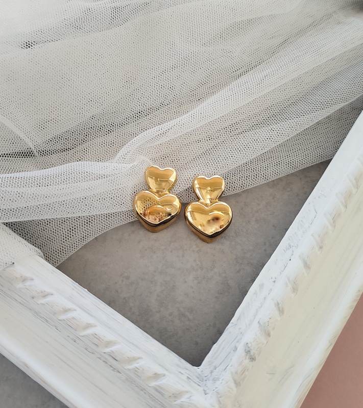 Σκουλαρίκια Ατσάλινα με Καρδιές