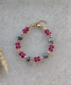 Βραχιόλι Victoria με Κρύσταλλα Φούξια και Γκρι
