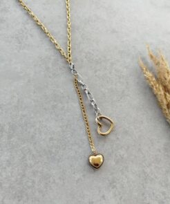 Κολιέ Δίχρωμο Αλυσίδα Ατσάλι με Charms - Image 3